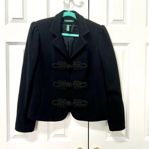 Lauren wool blend black dressy jacket with frog closures